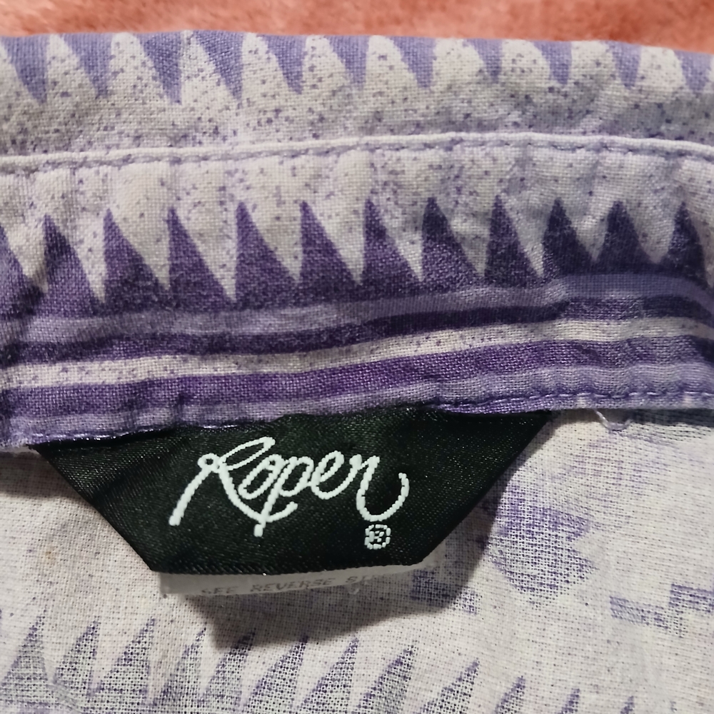 Roper Purple and White Geometric Shirt - Picture 6 of 8